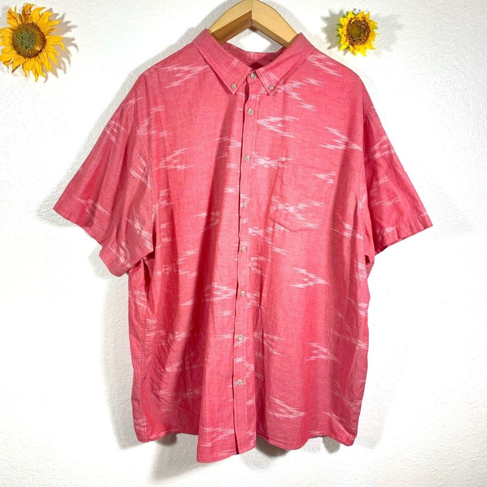 PX Premium Xpression Men Red White Pocketed Button Up Cotton Shirt Plus Size 3XL